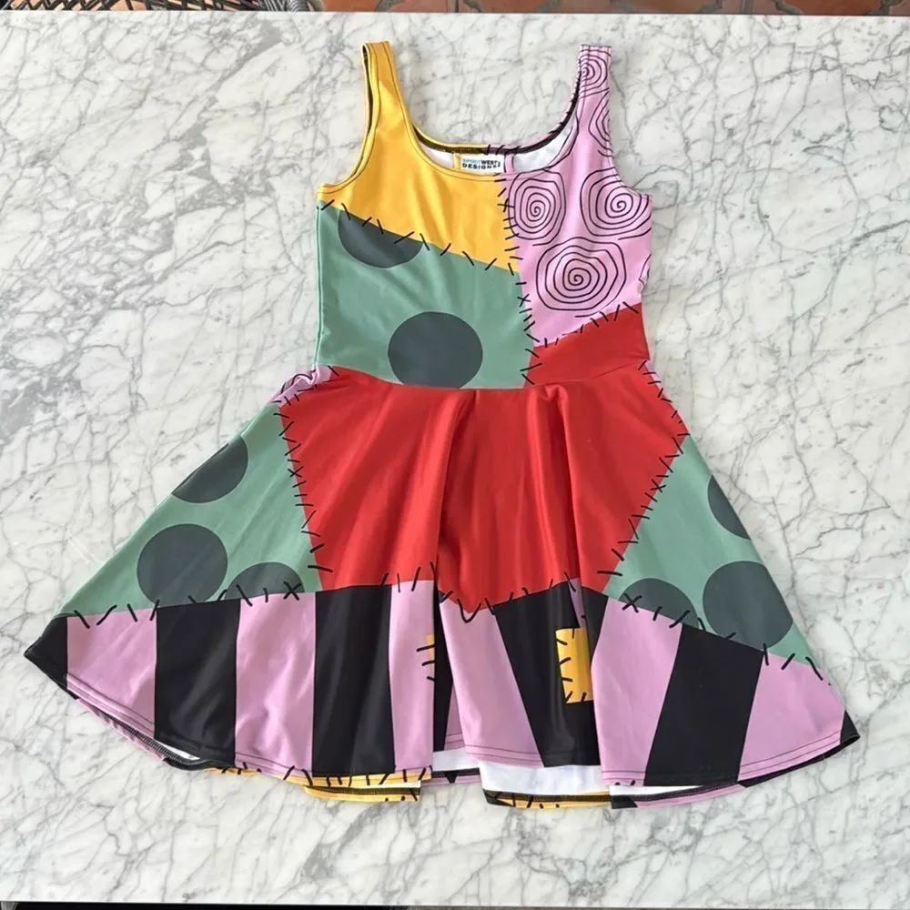 Spirit West Designs Nightmare Sally Costume Halloween Cosplay Skater Dress Sz M